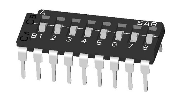 ON-OFF-ON Multi-pole DIP switch (One Common): Thru-hole Lead