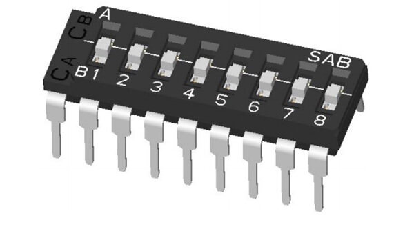 ON-OFF-ON Multi-pole DIP switch (Two Common): Thru-hole Lead