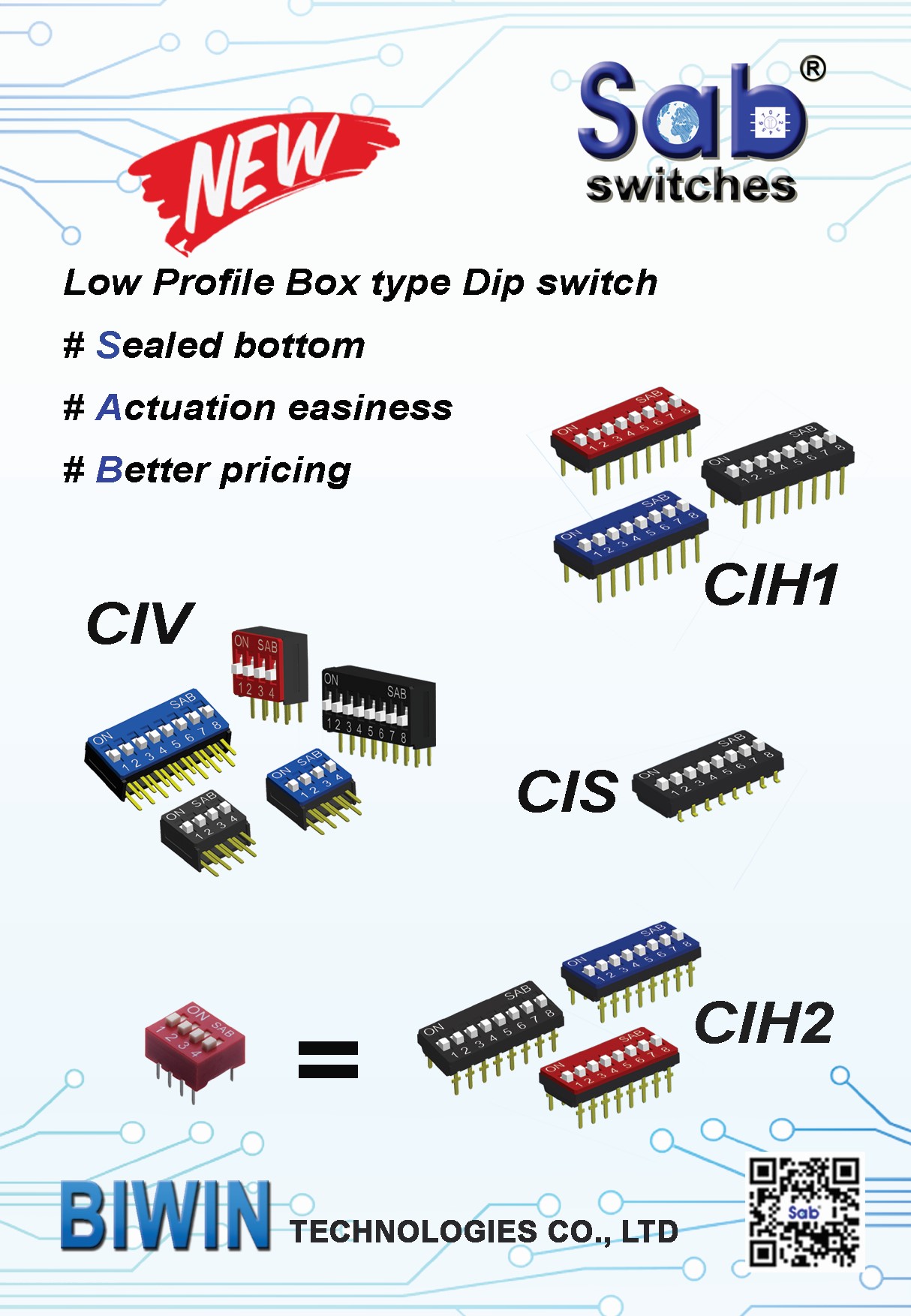 BIWIN Sab CI: Low-Profile Box Type Dip Switch